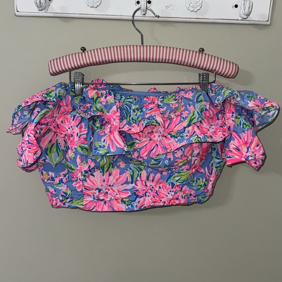 Lilly Pulitzer Ruffle Off the Shoulder Crop Top and Skirt Set - Picture 4 of 4